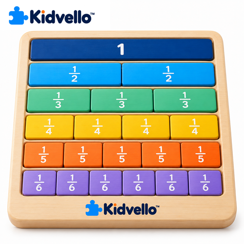 Kidvello™ Colorful Fraction Learning Board — White background product image