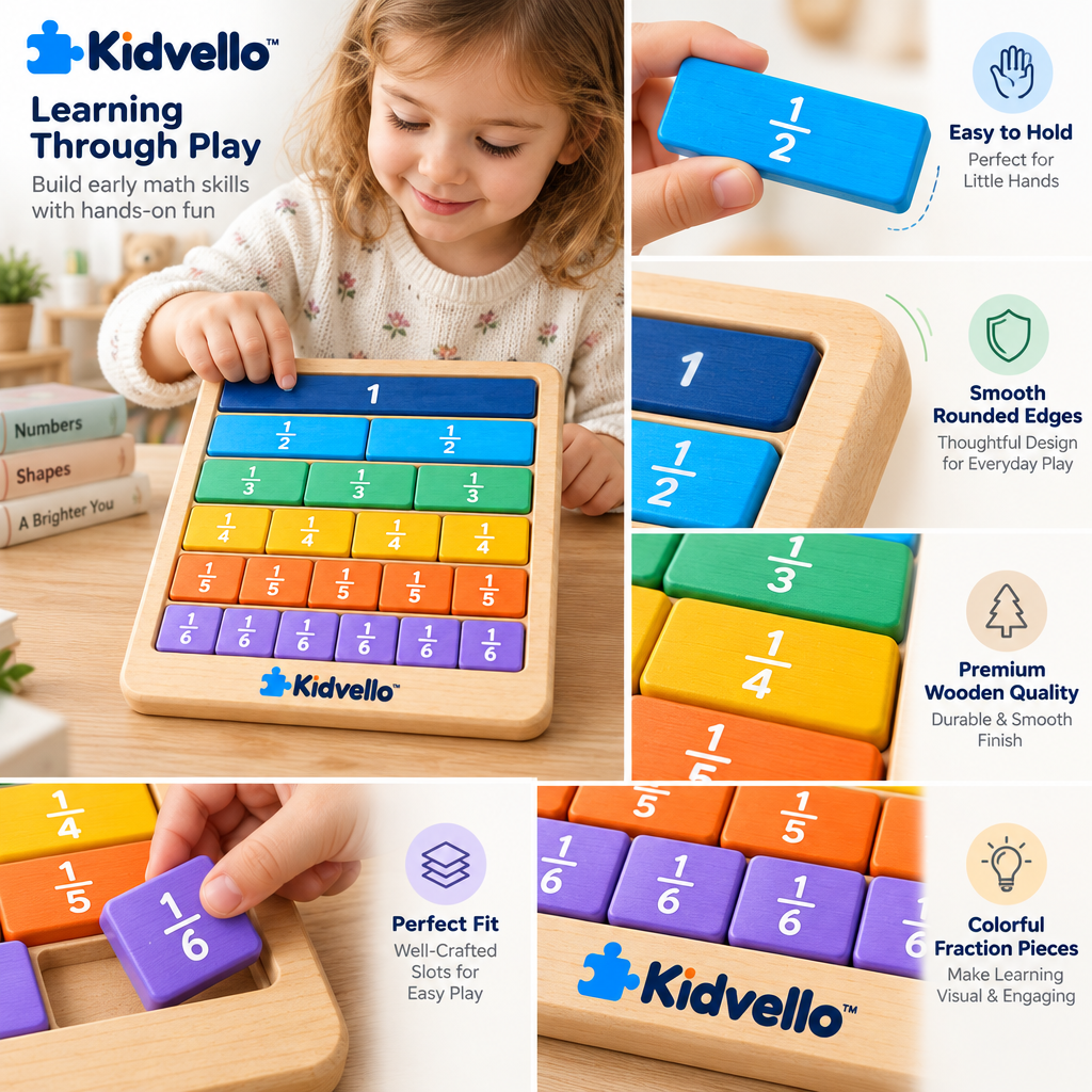 Kidvello™ Colorful Fraction Learning Board — Product details image