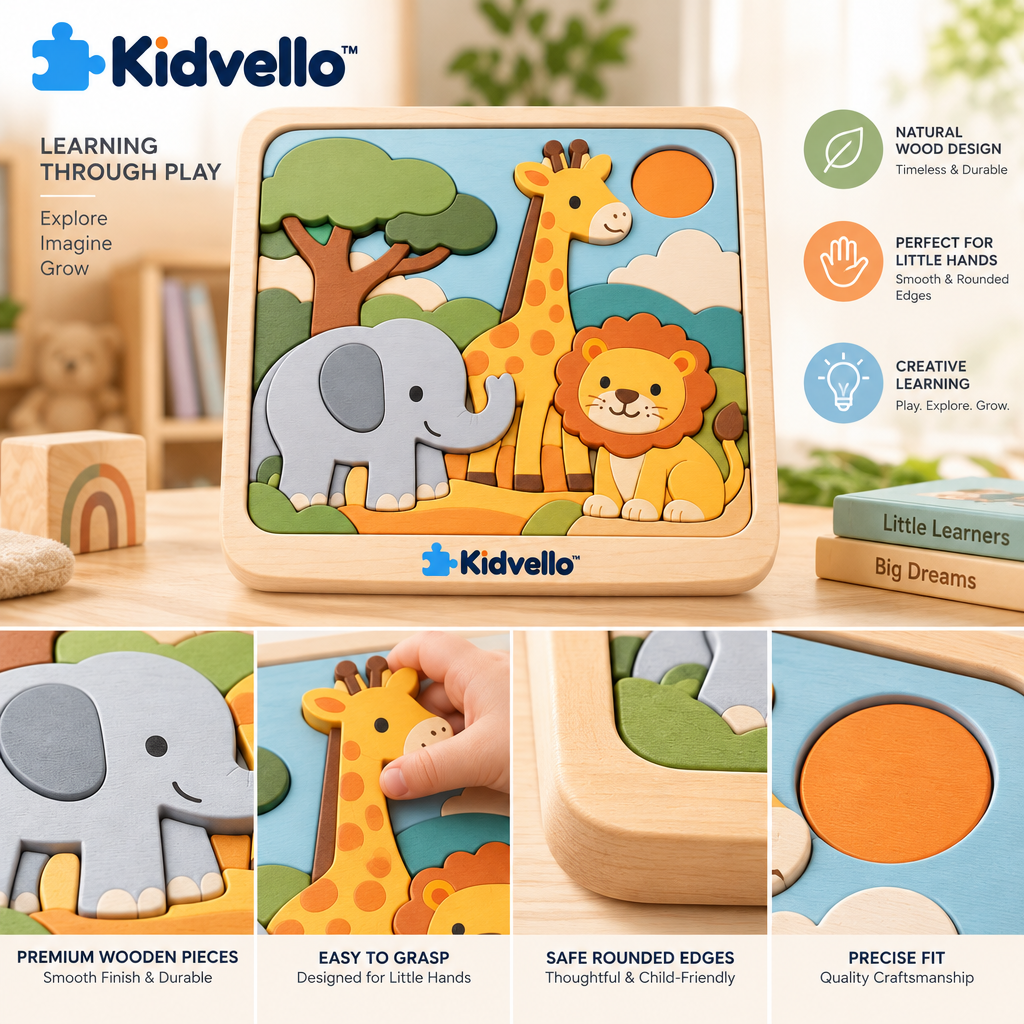 Kidvello™ Multi-Layer Animal Puzzle — Product details image
