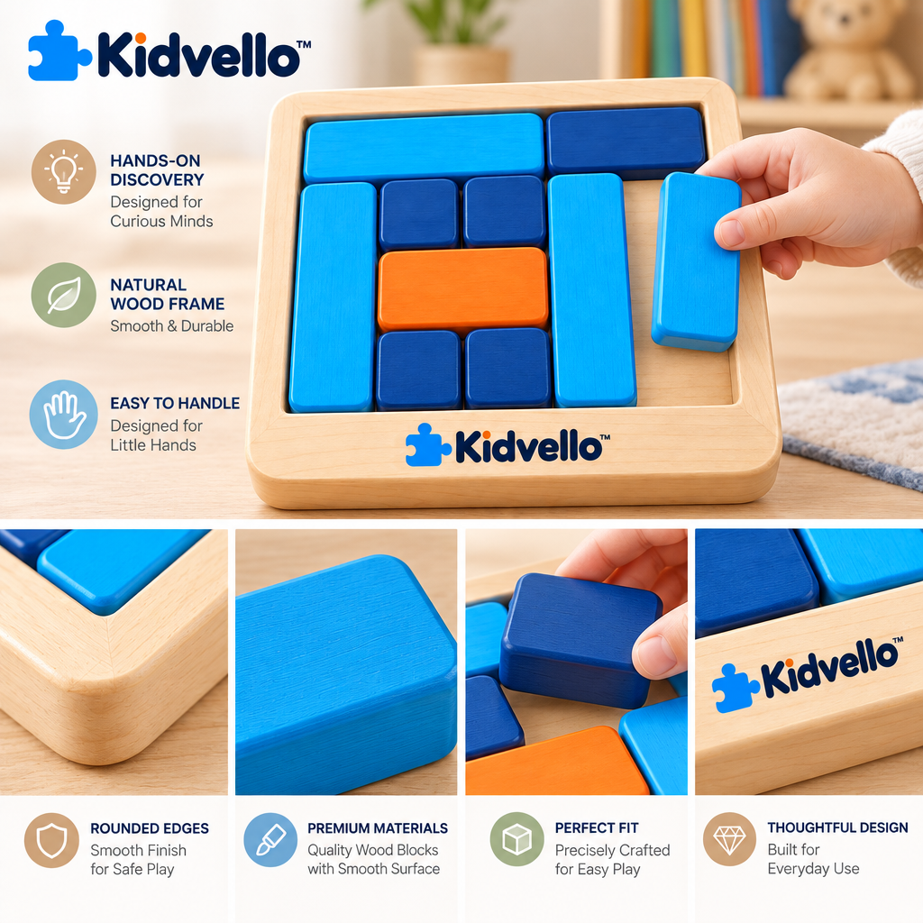 Kidvello™ Sliding Logic Puzzle Board — Product details image