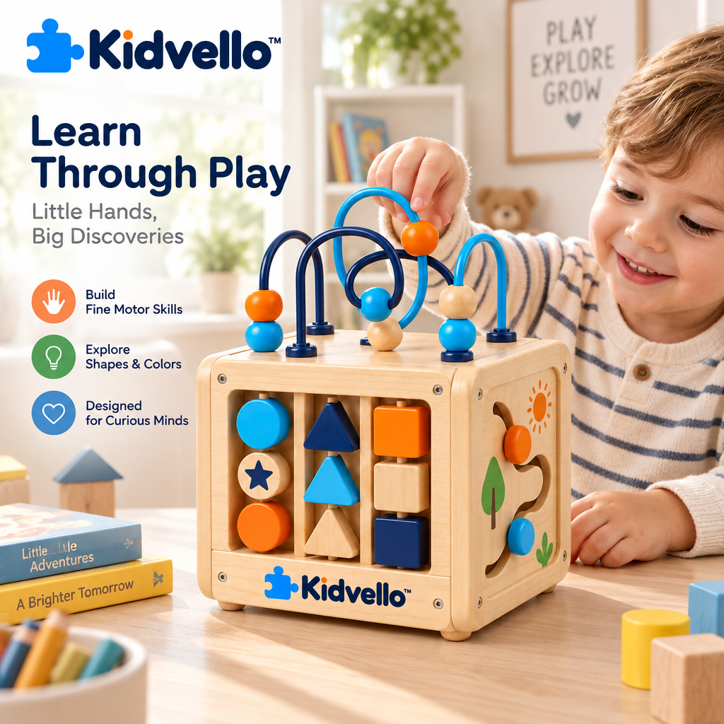 Kidvello™ Wooden Activity Cube — Product image 2