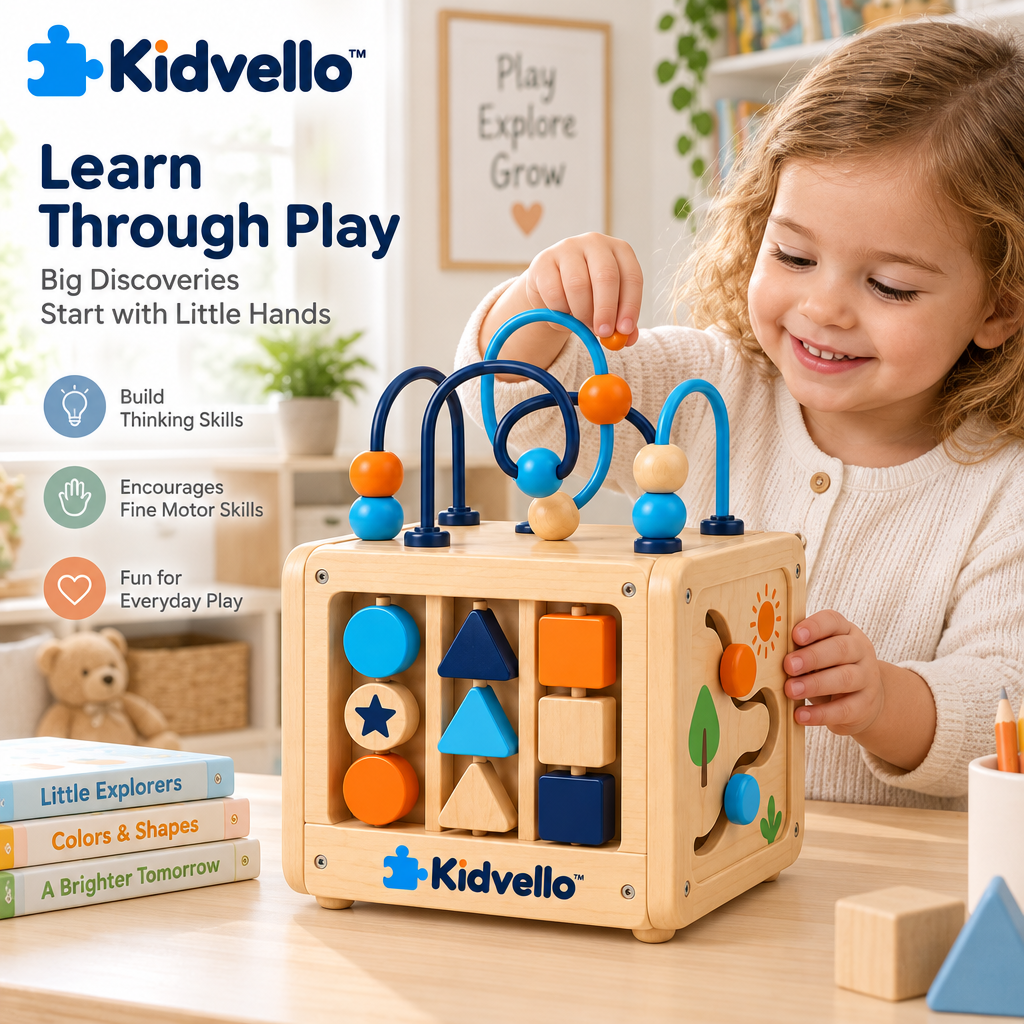 Kidvello™ Wooden Activity Cube — Product image 4